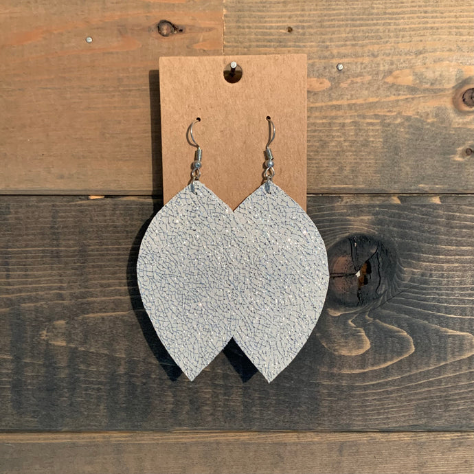 Silver Sparkle Leaf Earrings