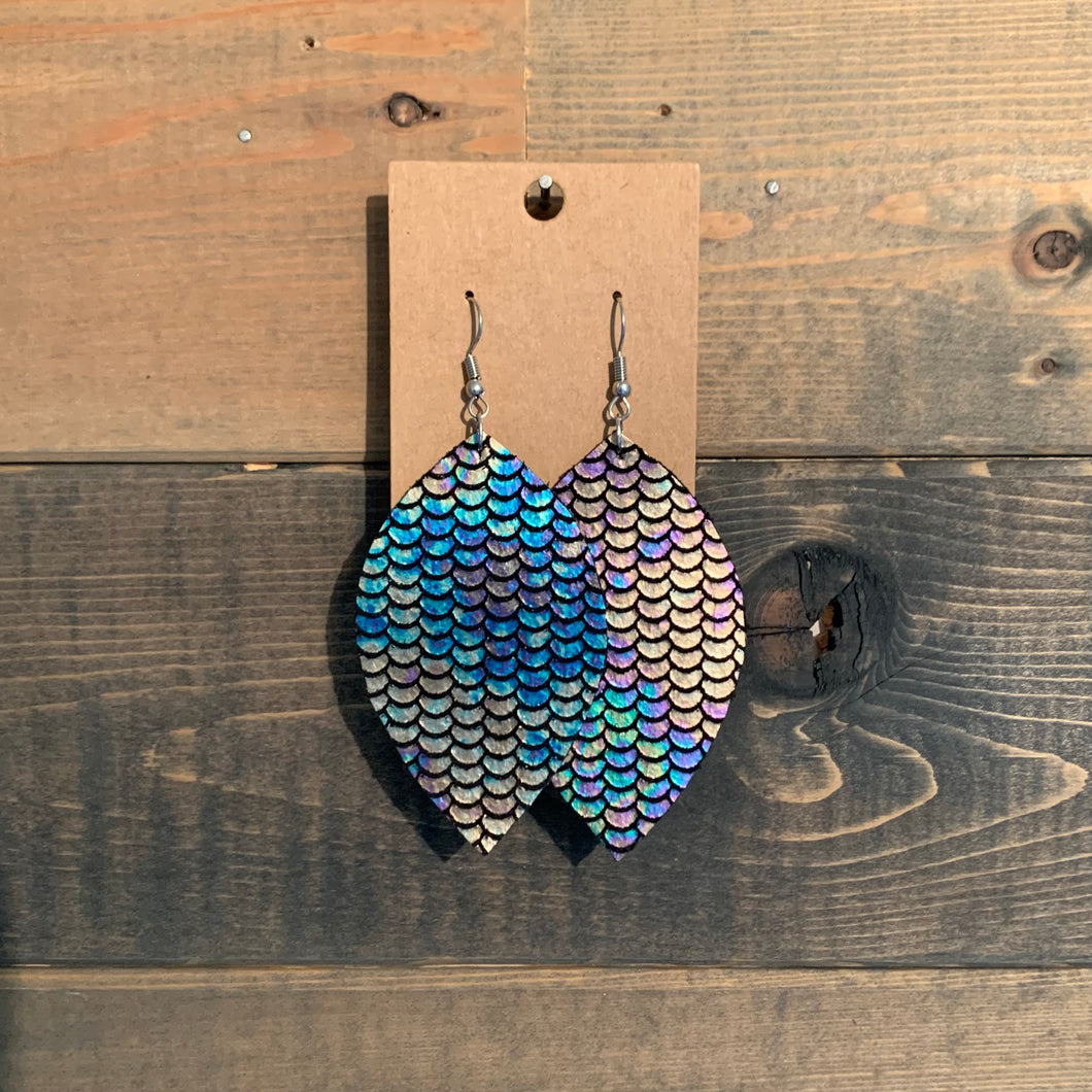 Mermaid Scales Leaf Earrings