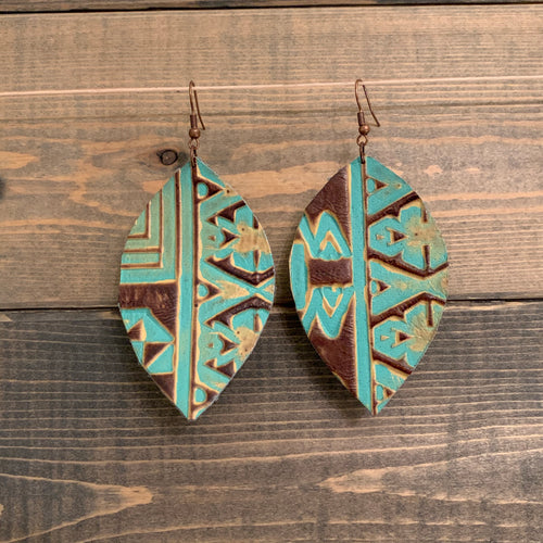 Turquoise and Brown Indiano Earrings