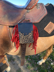 Red Leopard Saddle Pouch