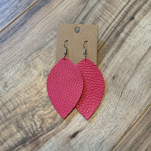 Flamingo Pink Leaf Earring