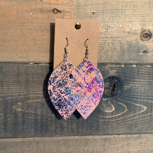 Holographic Pink Leaf Earring